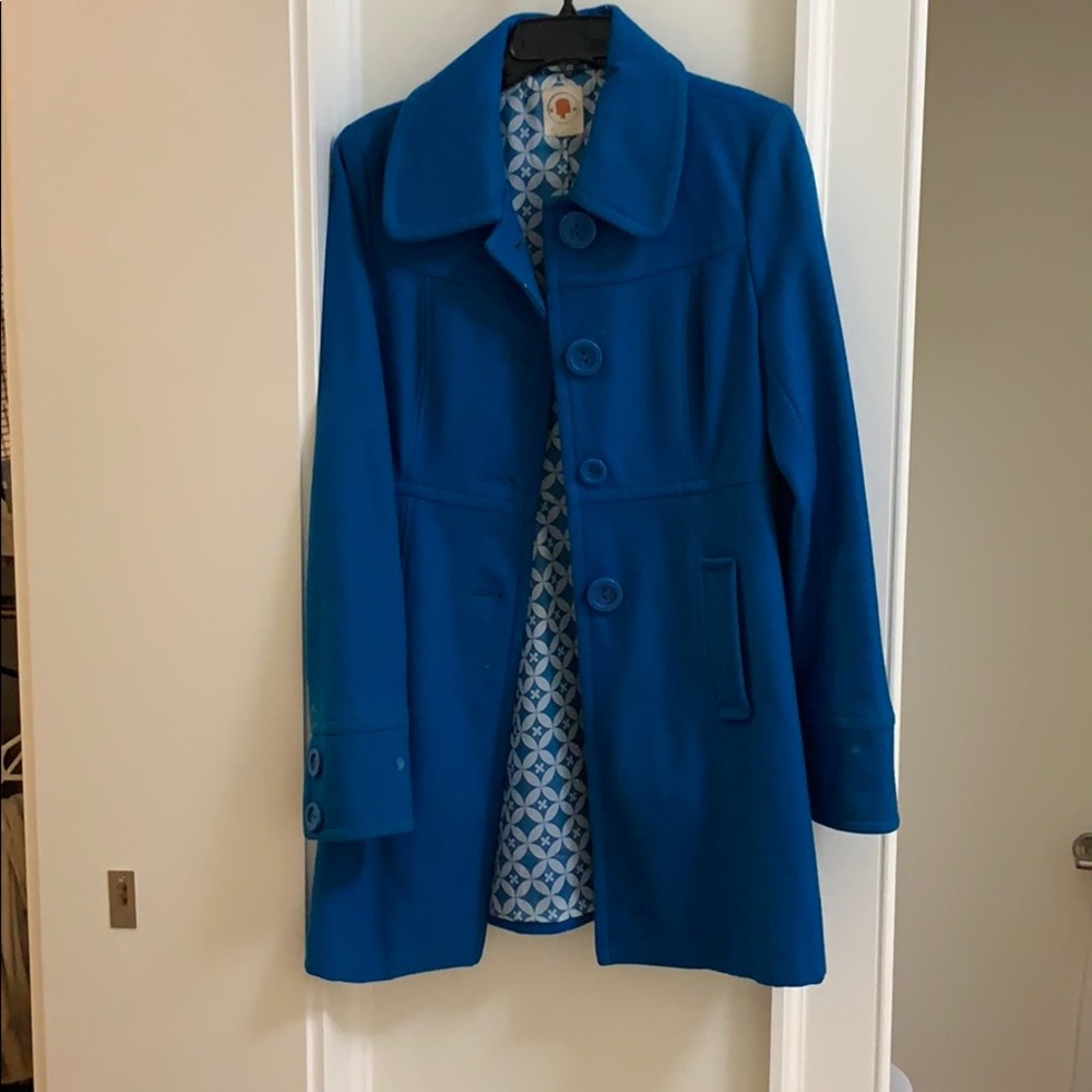 Blue wool mid trench coat